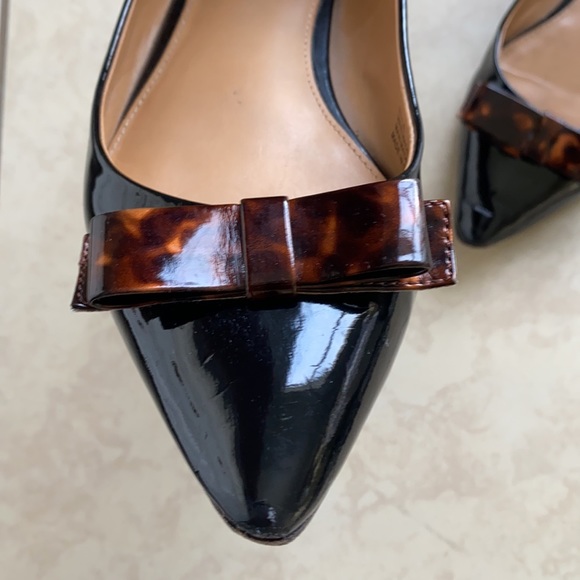 J. Crew Shoes - J.Crew Amelia Leather Black Tortoise Flats Bow